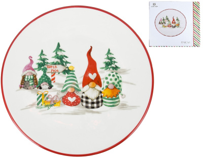 Блюдо "Рождественские гномы" d=24см (керамика) (подарочная упаковка)(1/24)