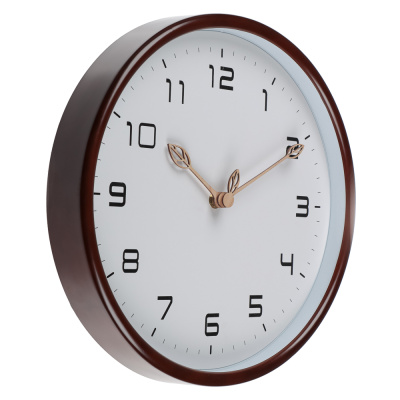 Часы настенные круглые, d30 см, 1xАА, пластик, цвет темное дерево, (1/6)