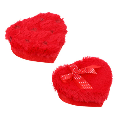 Коробка подарочная 14x13x5 см, в форме сердца с декором, картон, полиэстер, 2диз (6/6)