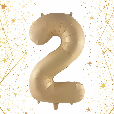 Шар фольгированный 32'/81см "Цифра "2" (шампань) (1/20)