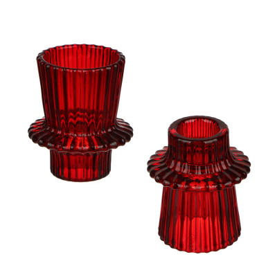 Подсвечник, 3,5х5х5,8х6,7см, стекло, цвет красный, арт.10 (1/1)