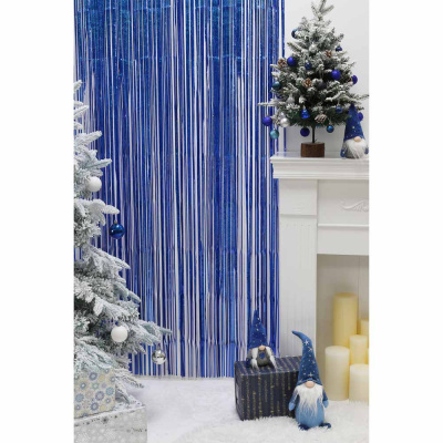 Занавеска из дождика, 200х100 см, ПВХ 2цв, 2в (голография, глянец), арт.2 СНОУ БУМ (1/12/300)