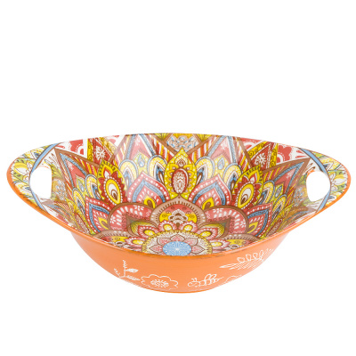 "Arabesque" Салатник овальный с ручками 22,5х15х6,5см (оранжевый) (транспортная уп.)(8/24)
