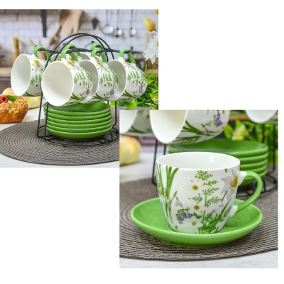 Набор чайный 12 предм.240 мл. на метал.стенде (керамика) (1/4)     