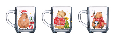 Кружка 200мл "Green tea" Новогодняя Капибара (стекло) (20/1320)