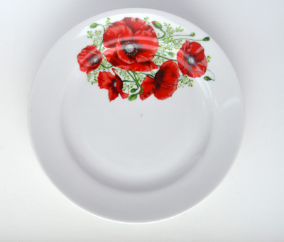 Тарелка мелкая диам. 240 мм Гладкий край Маки (фарфор) , р.4 (20)