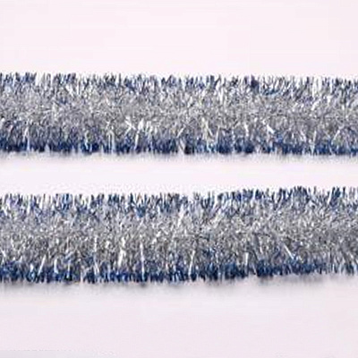Мишура SYMTA-1623106, длина 2м 6 слоев, цвет серебряный с синей окантовкой,ПЭТ (144)