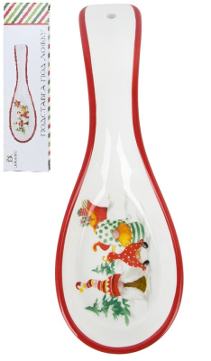 Подставка под ложку "Рождественские гномы" 23х8см (керамика) (подарочная упаковка) (1/60)