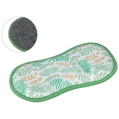 Губка-скраб двухсторонняя 19х9,5см 1шт, микрофибра+абразив (12/72)