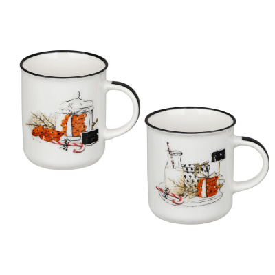 Кружка 320мл, фарфор, "Уют", 2 диз (12/48)