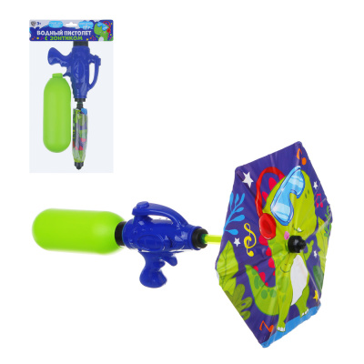 Водный пистолет с зонтиком, ABS, PVC, 0,6л., 39х14х6см (1/96)