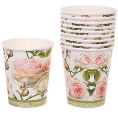 Стакан бумажный 0,2л в наборе 10 шт "Цветочное очарование" (1/300)