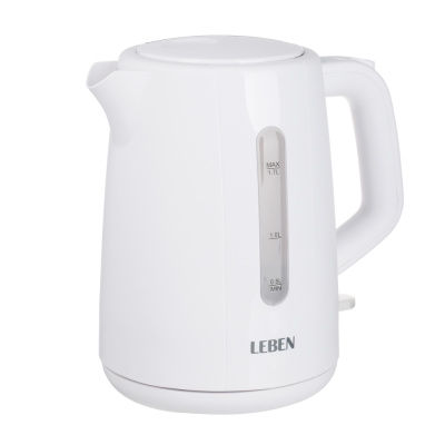 Чайник электрический, 1,7 л, 2200 Вт, пластик, белый LEBEN (1/12)