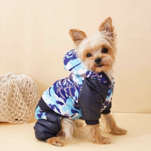 Комбинезон зимний д/собак мелких и средних пород "BRO Style", логотип/синий,голубой, р XL(1/10)