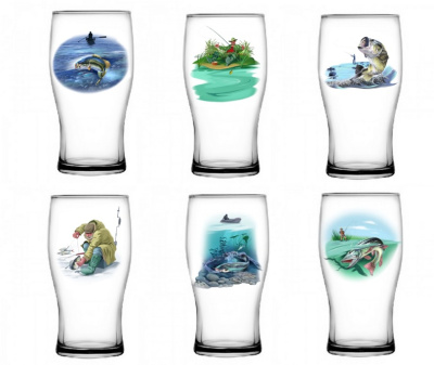 Набор бокалов для пива 2шт 500мл "Рыбалка" стекло (6)