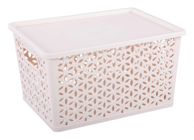 Корзина "Мираж" 380х285х210мм (с крышкой)(бежевый) пласт.(уп.7)