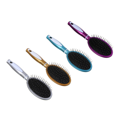 Расческа массажная с металл.зубчиками, пластик, 24,2х7см, 4цв ЮНИLOOK (12/120)