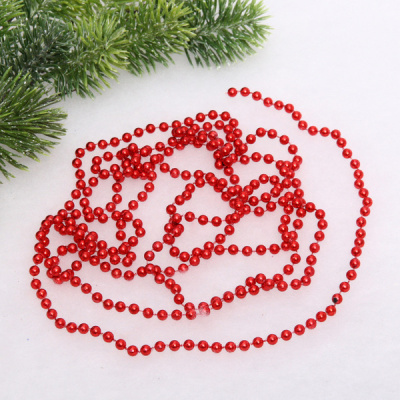 Бусы на елку 2,7м "Шарик" d-6мм, красный (pvc коробка)(пласт.)(1/1)
