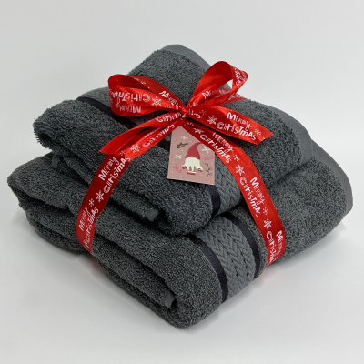 Набор махровых полотенец "КАРНАВАЛ" 50х90+70х130, 400гр./м2, серый (1/6)