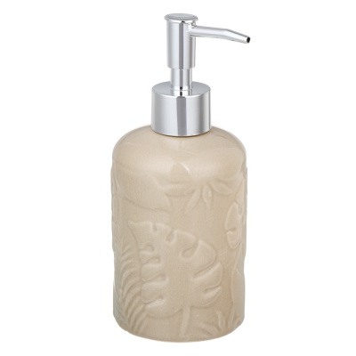 Дозатор д/жидкого мыла, керамика, 17x7,5x7,5 см, листья, беж VETTA (6/24)