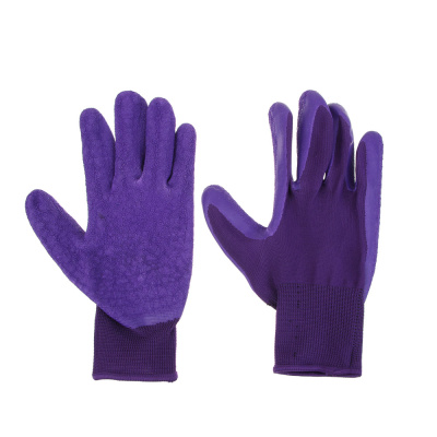 Перчатки с морщин. латексным полуобливом р.10, 25см, полиэстер, 55г INBLOOM (1/12)