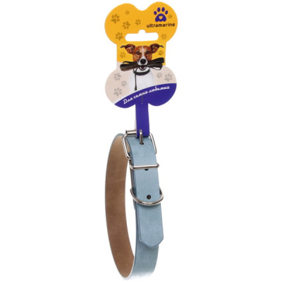 Ошейник искусственная кожа "Друг" 2*48см цвет голубой Ультрамарин (1/12)