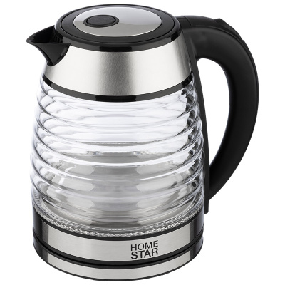 Чайник 1,5л Homestar HS-1046 стекло, пластик черный (1/12)