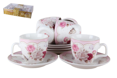 Набор кофейный 100мл Роза (фарф.) п/уп (1/12)