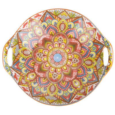 "Arabesque" Блюдо с ручками 22.5х20.5х4.5см (min9)  (оранжевый) (транспортная упаковка)(1/36)