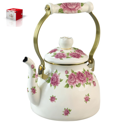 Чайник 2,6 л Roses эмал.сталь,комбин.ручка,"под золото",внут.эмал.покр. (12)