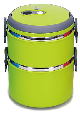 Термоконтейнер 850мл и 1200мл (16,5*15*18см) двойной, зеленый (пластик/нжс) (12)