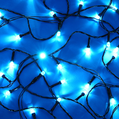 Гирлянда эл. вьюн катушка 50м, 500LED, аква, 8 реж, ПВХ черный, 220В СНОУ БУМ (1/1)