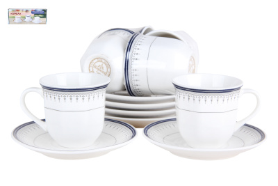 Набор кофейный 6/12 100мл Индиго ф.ребристая п/уп фарф. (1/16)