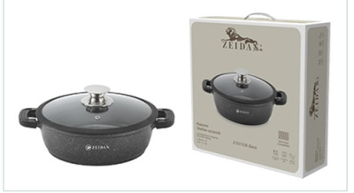 Жаровня 4,8л с ст/кр Black(индукц.дно,силик.накл.,А/П)(литой алюм)  п/у (1/6)