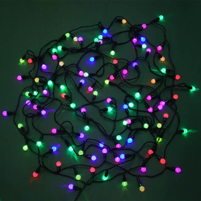 Гирлянда эл. с насадками "Карамельки" 9м, 100LED, RGW/RBP, автореж, ПВХ черный, 220В СНОУ БУМ (1/50)