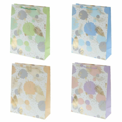 Пакет подарочный (бумага, плотность 210г/м2, блок 12шт), L31 W12 H40см (4в) (12/12)