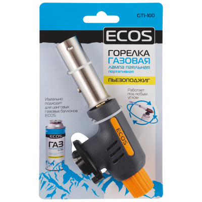 Горелка газовая (лампа паяльная) портативная ECOS GTI-100 148*39*58 мм (картон) (1/20)