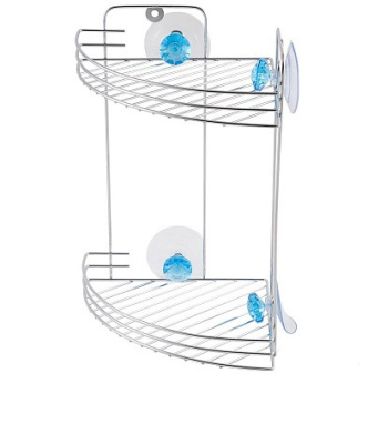 Полка угловая двухъярусная W2672 "Бриллиант, синий" (крепление: присоски) (1/12)