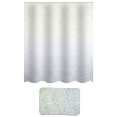 Набор для ванной комнаты "Листья": коврик + занавеска (1/24)