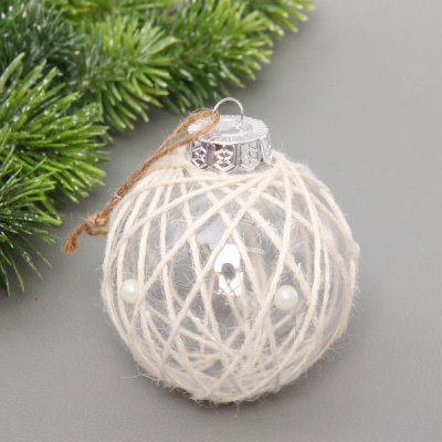 Новогодний шар "Морозное очарование" 8 см, Перламутр/Бежевый(пласт.)(1/1)