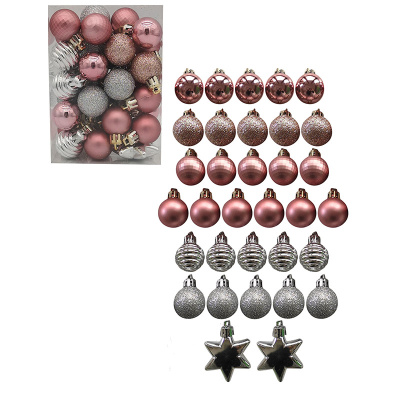 Набор елочных украшений Звезда 5 см, шары 3 см. "Нежность" 33 шт (пласт.полиэст.(1/64)