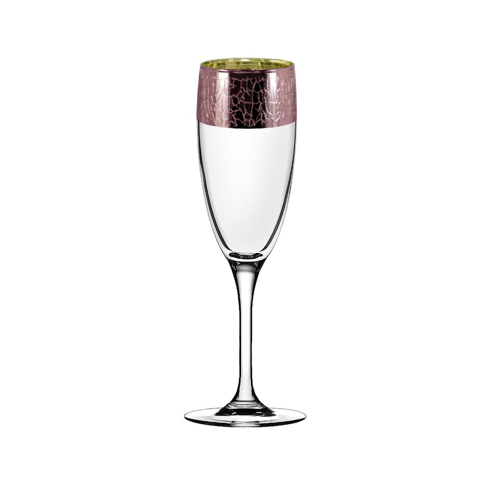 Набор - Бокалы для шампанского 6 шт. с узором "Кракелюр" цвет "Рубин" стекло(1/4)