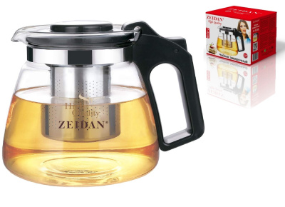 Чайник 1,5л корпус из термостойкого стекла, съем. фильтр нжс, пласт/кр, п/у (1/24)