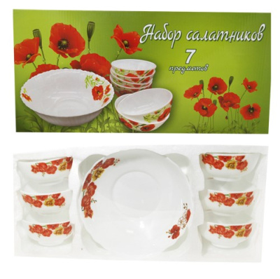 Набор салатников 7пр "Орхидеи":11,5 см 6 шт.,20 см 1 шт., в под. упаковке упр.стекло(1/6)