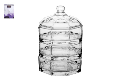 Ваза с крышкой 3-х ярусная 35х10см стекло(1/12)