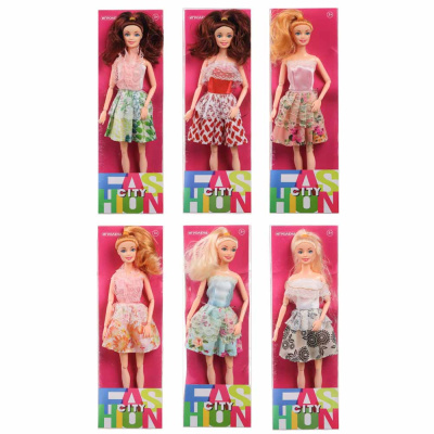 Кукла шарнирная 29см "Стиляга",пластик.полиэст.6 диз (1/60)