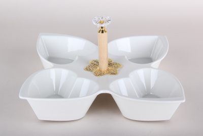 Менажница 23см 4-х секционная (фарф) (1/24)