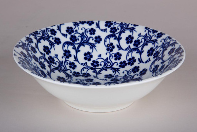 Тарелка 550мл 17см Blue flower глубокая фарф.(12/60)