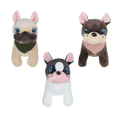 Игрушка мягкая в виде животных "Дружные бульдоги", полиэстер, 23см, 3диз (1/20)
