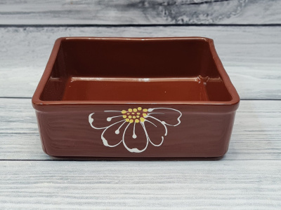 Емкость для запекания квадратная средняя "Волна" Ромашка корияневая (16)